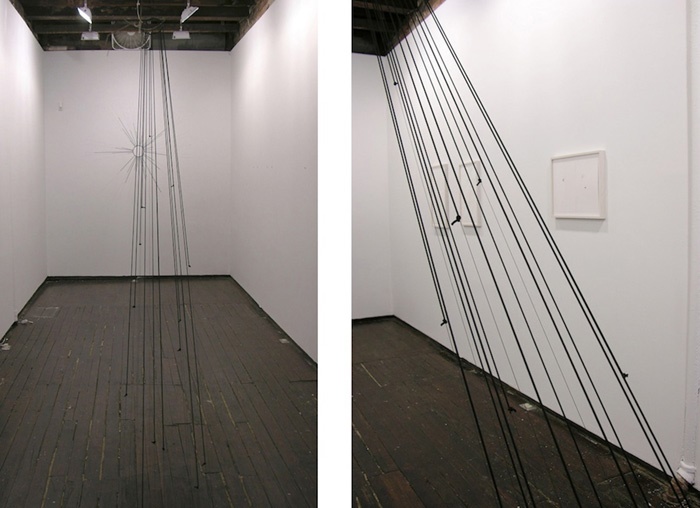 Black cast, (left full piece, right detail), 2011, Nylon cord, metal ring, nails 이미지